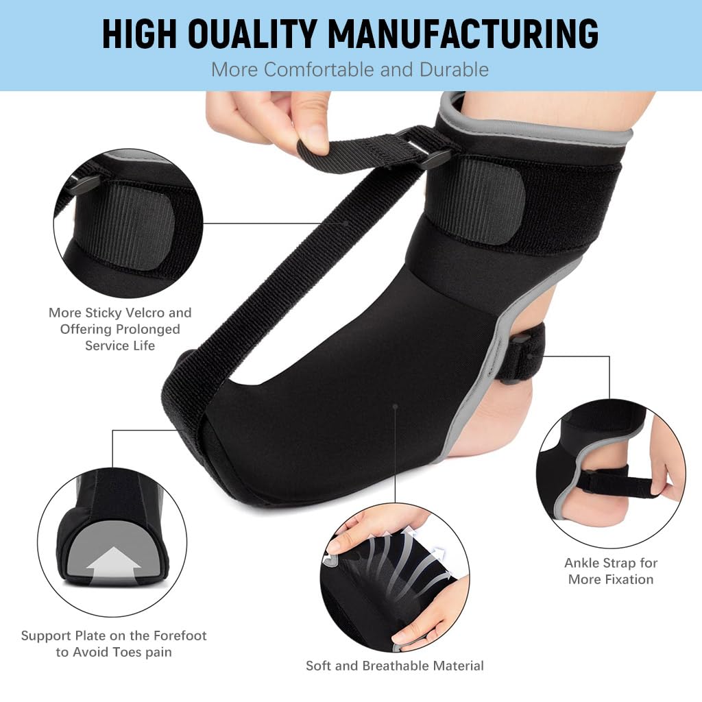HANNEA Ankle-foot Orthosis, Foot Drop Splint with Foot Massage Ball Adjustable Ankle-foot Orthosis Wearable Night Splint for Improve Foot Drop Gentle Foot Support for Pain Relief and Healing, S HANNEA Ankle-foot Orthosis, Foot Drop Splint with Foot Massage Ball Adjustable Ankle-foot Orthosis Wearable Night Splint for Improve Foot Drop Gentle Foot Support for Pain Relief and Healing, S